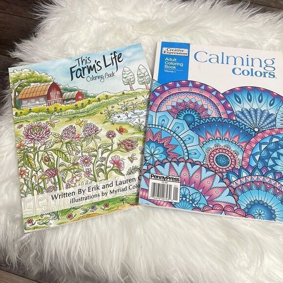 Adult Coloring Books Farm Life and Calming Colors - Picture 1 of 9